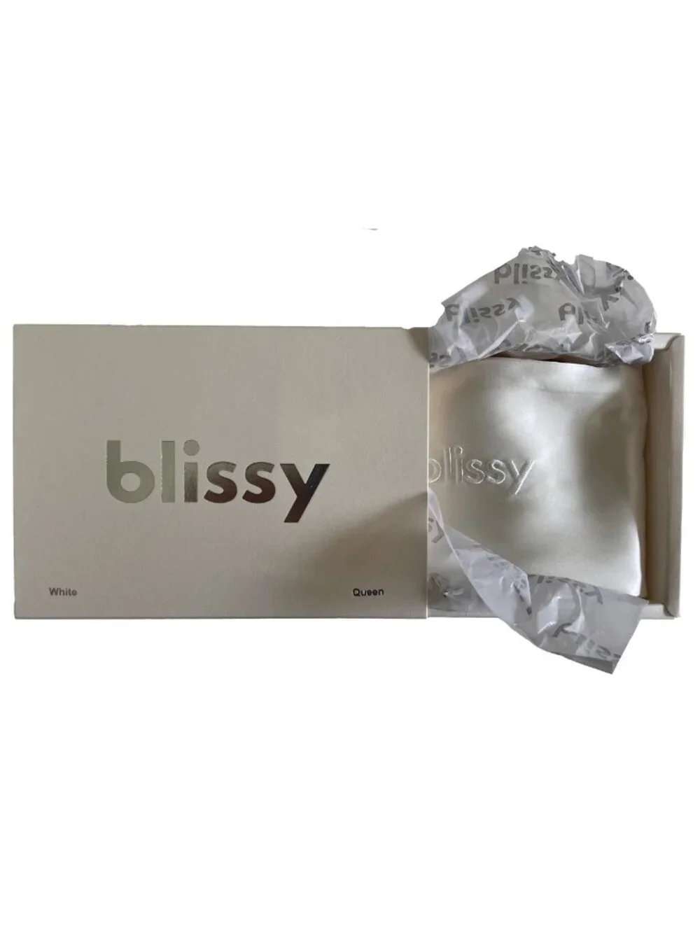 Blissy Mulberry Silk Pillowcase, Ivory White, Queen Size